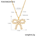 Bow Pendant Necklace Shell Beads Zircon Snake Chain Layers view 11