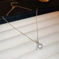 Gold Cable Chain White Pearl Pendant Clear Stone Accent view 6