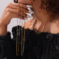 Gold Snake Chain And Ball Bead Necklaces Stackable Thin Metal view 2