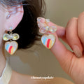 Iridescent Crystal Heart Drop Earrings Fashion Jewelry Accessory view 2