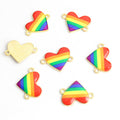 Striped Enamel Heart Connector Charms in Twelve Color Patterns view 6