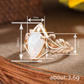 Champagne Gold Geometric Leaf Frame Teardrop Opal Ring view 4