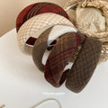Padded Wool Tweed Headband Beige Red Plaid Brown 4 Styles view 4
