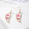Pink Dried Flower Gold Frame Drop Earrings 10 Styles view 8