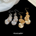 Layered Sequin Disc Drop Earrings in Gold and Silver Tones view 4