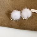 Fluffy Pom Pom Stud Earrings in Six Neutral Designs view 9