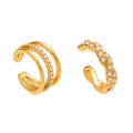 Stainless Steel Zircon Ear Cuffs Twist Triple Double Gold Steel view 5