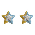 Blue Yellow Enamel Star Stud Earrings Pair Jewelry Set view 5