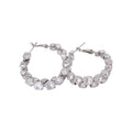 Silver Tone Crystal Hoop Earrings With Polished Metal Details view 5