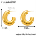 Gold Hollow C-Shape Geometric Stud Hoop Earrings Set view 6