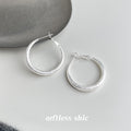Silver Frosted Matte Thick Tube Hoop Earrings Two Sizes view 7