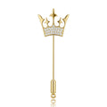 Crown Stick Pin Brooch in Detailed Metal and Crystal Design view 1
