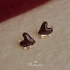 Burgundy Heart Studs