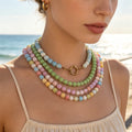Natural Conch Bead Carabiner Necklaces In Six Color Mixes view 4