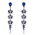Blue Silver Tone Wheat Crystal Four Designs Metal Dangle Earrings view 1
