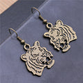 Cutout Tiger Head Drop Earrings in Two Antique Finishes view 5