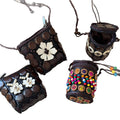 Brown Coconut Shell Beaded Woven Mini Crossbody Pouch view 5