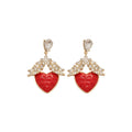 Red Heart Wheat Drop Earrings Decorative Jewelry Design view 5