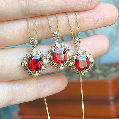 Red Stone necklace in front product view