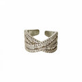 Open Cross X Clear Baguette Stone Cocktail Ring Two Tones view 5