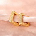 Pavé Crystal Geometric Square Huggie Earrings Two Colors view 1