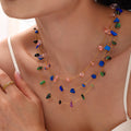 Candy Color Irregular Natural Stone Gold Station Necklace view 1