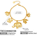 Gold Elephant Charm Ball Chain Bracelet Necklace Set view 6