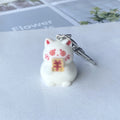 Flocked White Lucky Cat Keychains Lobster Clasp 6 Styles view 9
