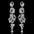 Silver Tone Crystal Scroll Chain Crystal Metal Dangle Earrings 10.8 x 2.8 cm 10.8 x 2.8 cm view 5