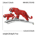 Red Rhinestone Twin Leopard Brooch on Silver Branch view 5