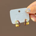 Gold Double Twist Enamel Hoop Stud Earrings Two Colors view 6