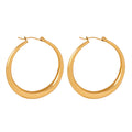 Thick Polished Large Metal Hoop Earrings Gold Or Steel Tone view 5