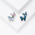 Stacked Double Butterfly Brooch With Pearl in Blue or Purple view 2