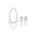 Faux Pearl Cross Star Tassel Necklace And Earring Set view 5