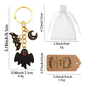Black Enamel Ghost Bat Crescent Moon Gold Keychain view 2