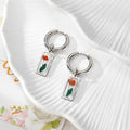 Silver Huggie Hoops Geometric Dried Flower Charms 10 Styles view 6