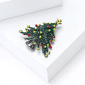 Green Crystal Christmas Tree Brooch Decorative Metal Pin view 3
