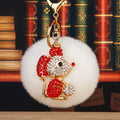 Jeweled Ball Holding Mouse Keychains with Braided Loops and Six Faux Fur Pom Colors view 8