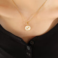 Gold White Shell Zodiac Disc Pendant Necklaces 12 Signs view 7