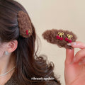 Brown Curly Flock Cherry BB Hair Clips One Two Styles view 2