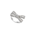 Silver Tone Baguette Crystal Oversized Bow Ring With Clear Stones view 5