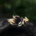 Black Heart Stone Vine Ring In Gold And Silver Tones view 5