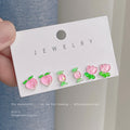 Pink Resin Peach Candy Tulip Mini Stud Earring Set view 2