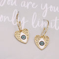 Gold Tone Openwork Heart Evil Eye Long Hook Earrings view 2
