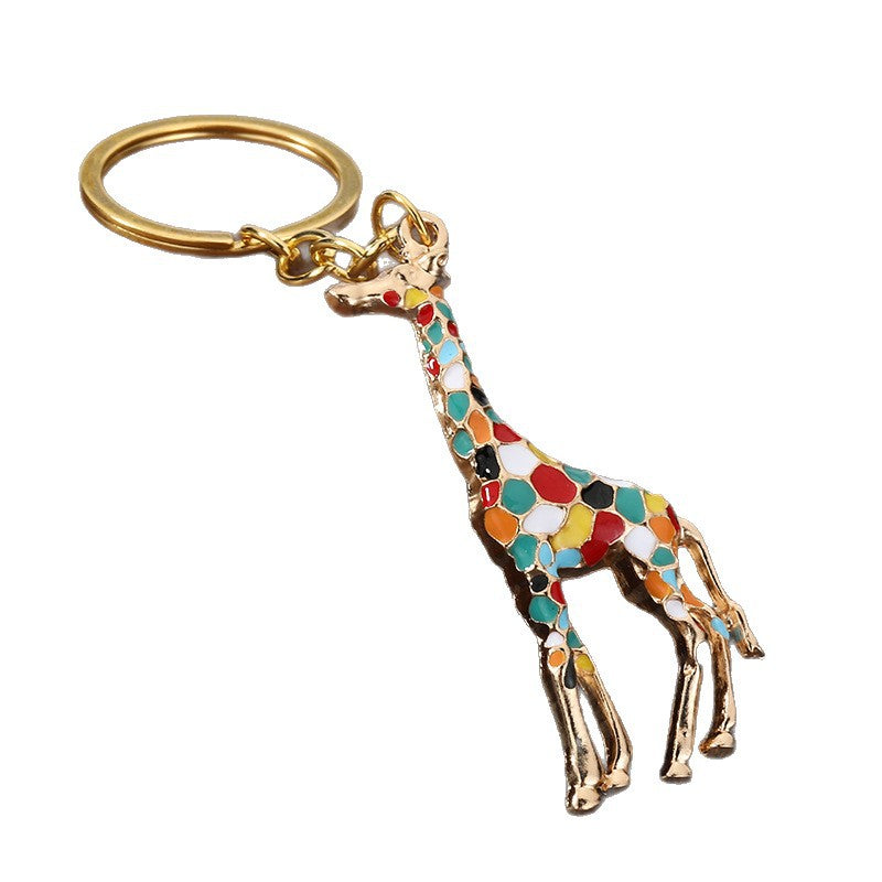 Cute Colorful Giraffe Alloy Keychain Bag Charm Accessory