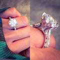Oversized Round Clear Solitaire High-Set Multi-Rail Ring In Silver Tone view 1