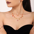 Garnet Christmas Charm Necklace and Bracelet in Gold Tone view 2