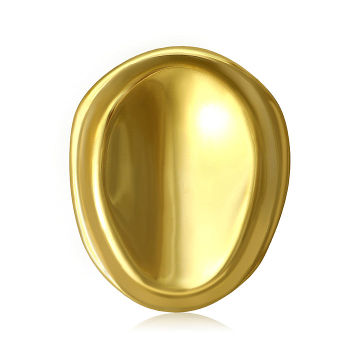 Oval Liquid Metal Brooch In Polished Gold And Silver Tones