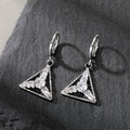 Silver Tone Clear Crystal Geometric Huggie Drop Earrings in Six Designs view 6