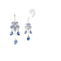Blue Floral Crystal Teardrop Tassel Hook Earrings Jewelry Pair view 5